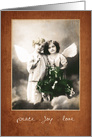 Peace, joy, love, vintage angels, christmas card