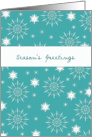 Season’s Greetings, business Christmas card, snowflake, turquoise card