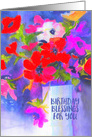 Christian Birthday, Blessings, Bright Anemone Flowers, Painting card