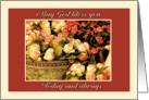 Happy birthday, may god bless you today and always, cream roses card