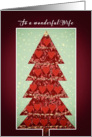 To my wonderful Wife, Merry Christmas, Tree with Hearts card