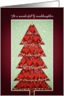 To my Granddaughter, Merry Christmas, Tree with Hearts card