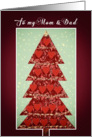 Mom and Dad, Merry Christmas, Tree with Hearts card