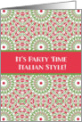 You are invited to an Italian style Party, red, green, white card