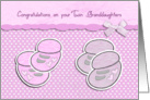 congratulations on your twin granddaughters, pink baby shoes card
