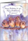 happy birthday to you, singing sparrows, watercolor painting card