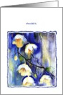 Merci, Thank you in French, Watercolor painting, white flowers card