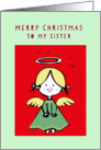 Merry Christmas to my Sister, cute Angel card