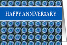 Happy Anniversary, Business, Graphic Blue Flowers card