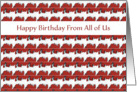 Happy Birthday, From all of us, Business birthday, Abstract red Design card