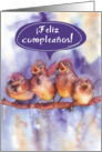 Feliz Cumpleaos, Happy birthday in Spanish, cute singing birds card