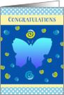 Congratulation, Blue Butterfly card