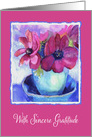 With sincere gratitude, Caregiver, Anemone Painting card