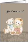 just married, cute teddy bears card