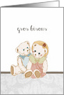 Gros bisous, I miss you in French, Teddy Bears card