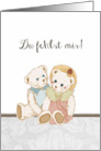 du fehlst mir teddybr, I miss you in German, two teddy bears card