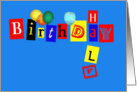 Happy Half Birthday, colorful letters and balloons card