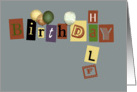 half birthday, brown and grey card