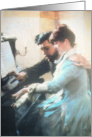 At the piano, Oil Painting, Couple card