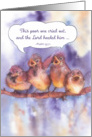 Psalm 33:7, Christian encouragement card, scripture-quoting sparrows card