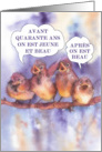 Happy 40th birthday in French, sparrows card