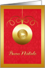 buon natale, merry Christmas in Italian, golden effect glass ornament card