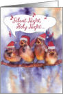 Silent Night, Christmas card, watercolor, sparrows card