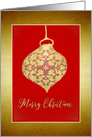 Merry Christmas, Vintage Faux Gold Glass Ornament card