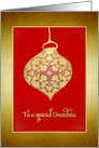 To my Grandma, Merry Christmas, Faux Gold Glass Bauble card