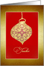 To my Teacher, Merry Christmas, Glass Bauble Ornament, Faux Gold card