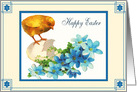 Happy Easter, Vintage Chicken, Egg and Flowers card