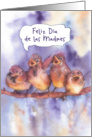 happy morther’s day in Spanish, feliz dia de las madres, cute sparrows card
