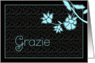 Grazie, thank you in Italian, elegant floral design card