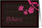 merci, thank you in French, elegant floral design card
