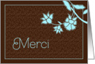 merci, thank you in French, elegant floral design card
