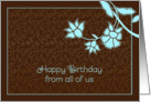 happy birthday from all of us, elegant mocha teal floral design card