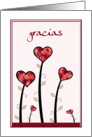 Gracias, Thank You in Spanish, little hearts and roses card