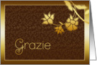 Grazie, thank you in Italian, floral design, gold effect card