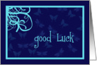 Good Luck, Butterflies and Swirls, Blue/Teal card
