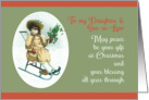 To my Daughter and Son-in-Law, Merry Christmas, Vintage Girl, Sleigh card