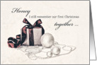 I still remember our first Christmas together, Vintage card