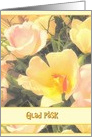 Glad Pask, Swedish Happy Easter, Yellow Tulips Pink Roses card