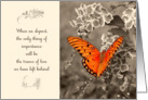 Traces of love left behind, Sympathy card, orange butterfly card
