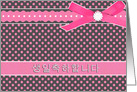 Korean Happy Birthday, Pink Polka Dot, Ribbon and Bow Effect card