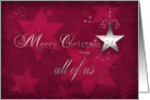 merry christmas from all of us, business, star, silver effect card