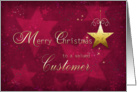 Merry Christmas to a valued Customer, business card, star, red card