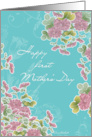 First Mother’s Day Pink Chrysanthemum Flowers on Turquoise card