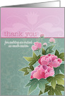 Thank you for making Cancer ordeal easier, peonies on pink & green card