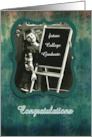 Congratulations College Graduation Vintage Girl Green Floral card