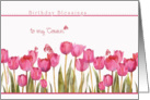 to my cousin, birthday blessings, christian birthday card, tulips card